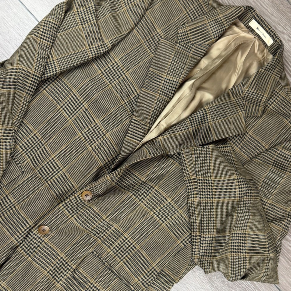 Ralph Lauren Mens Sport Coat Blazer Wool Plaid Glen Check Brown 40R